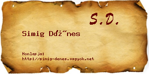 Simig Dénes névjegykártya